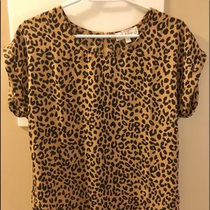 Pink Rose Leopard Print T - NWOT